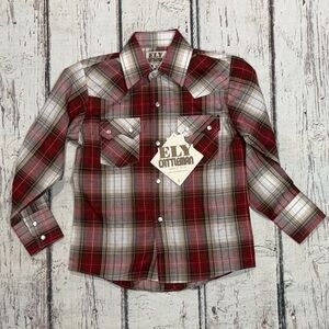 Western Ely Cattleman Plaid New Boys Kids Youth Plaid Pearl Snap Shirt